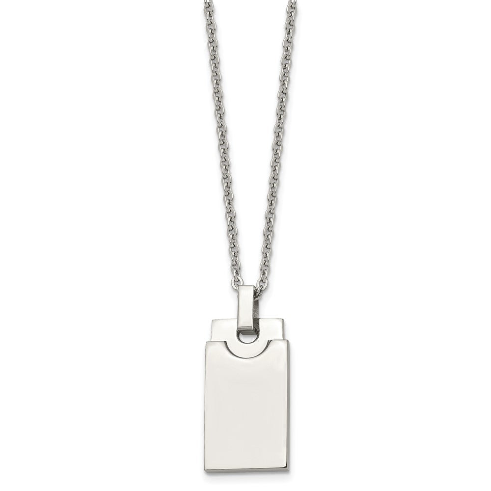 Stainless Steel Polished Square 22In Necklace