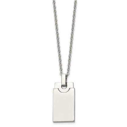 Stainless Steel Polished Square 22In Necklace