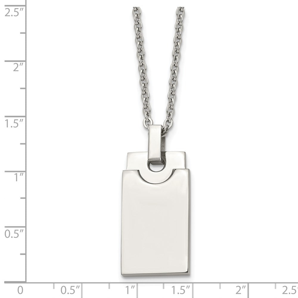 Stainless Steel Polished Square 22In Necklace