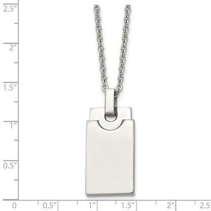 Stainless Steel Polished Square 22In Necklace