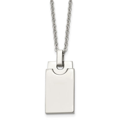 Stainless Steel Polished Square 22In Necklace