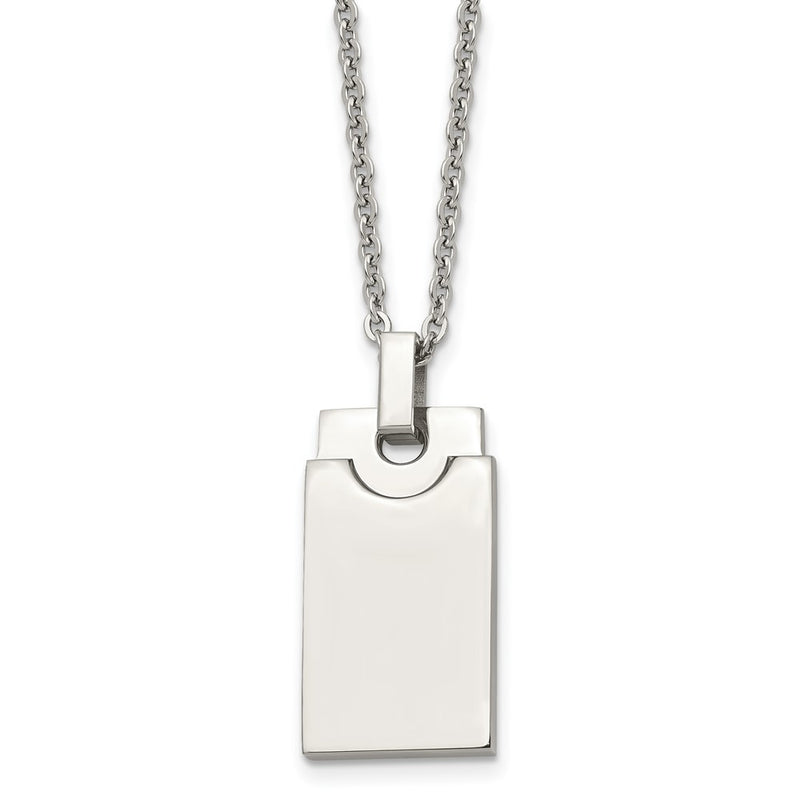 Stainless Steel Polished Square 22In Necklace