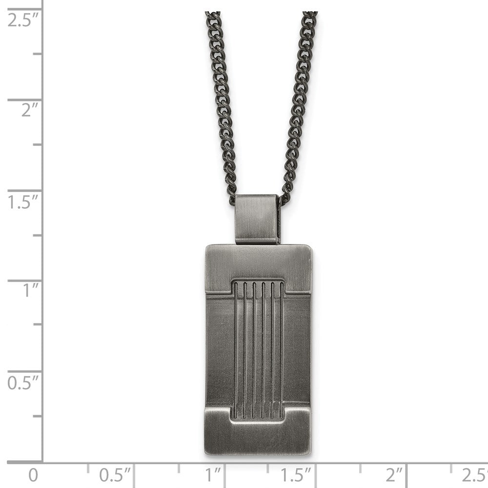 Stainless Steel Antiqued And Brushed Dog Tag 22In Necklace