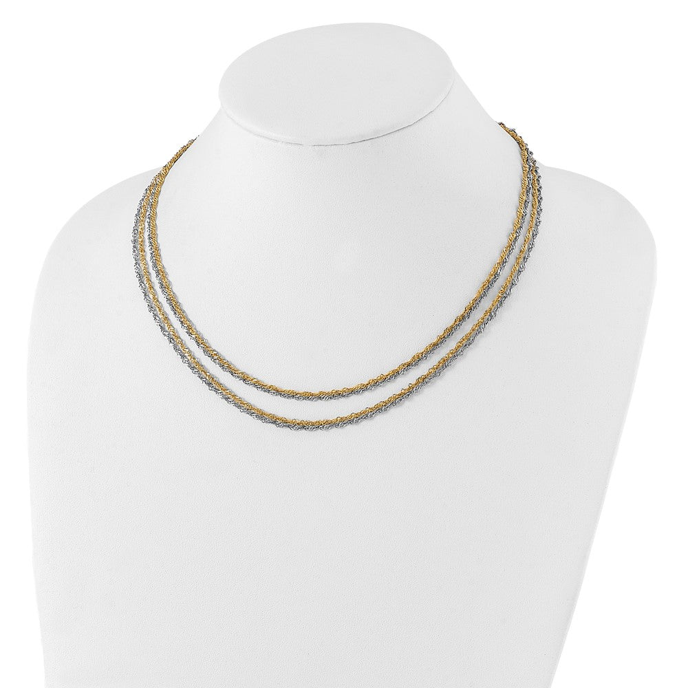 Stainless Steel Polished & Yellow Ip-Plated Layered W/ 2In Ext Necklace
