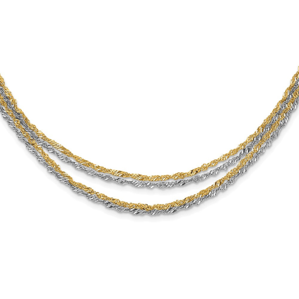 Stainless Steel Polished & Yellow Ip-Plated Layered W/ 2In Ext Necklace