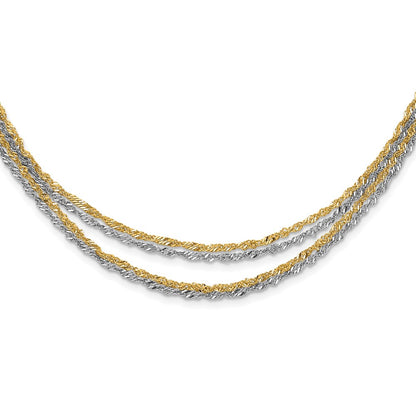 Stainless Steel Polished & Yellow Ip-Plated Layered W/ 2In Ext Necklace