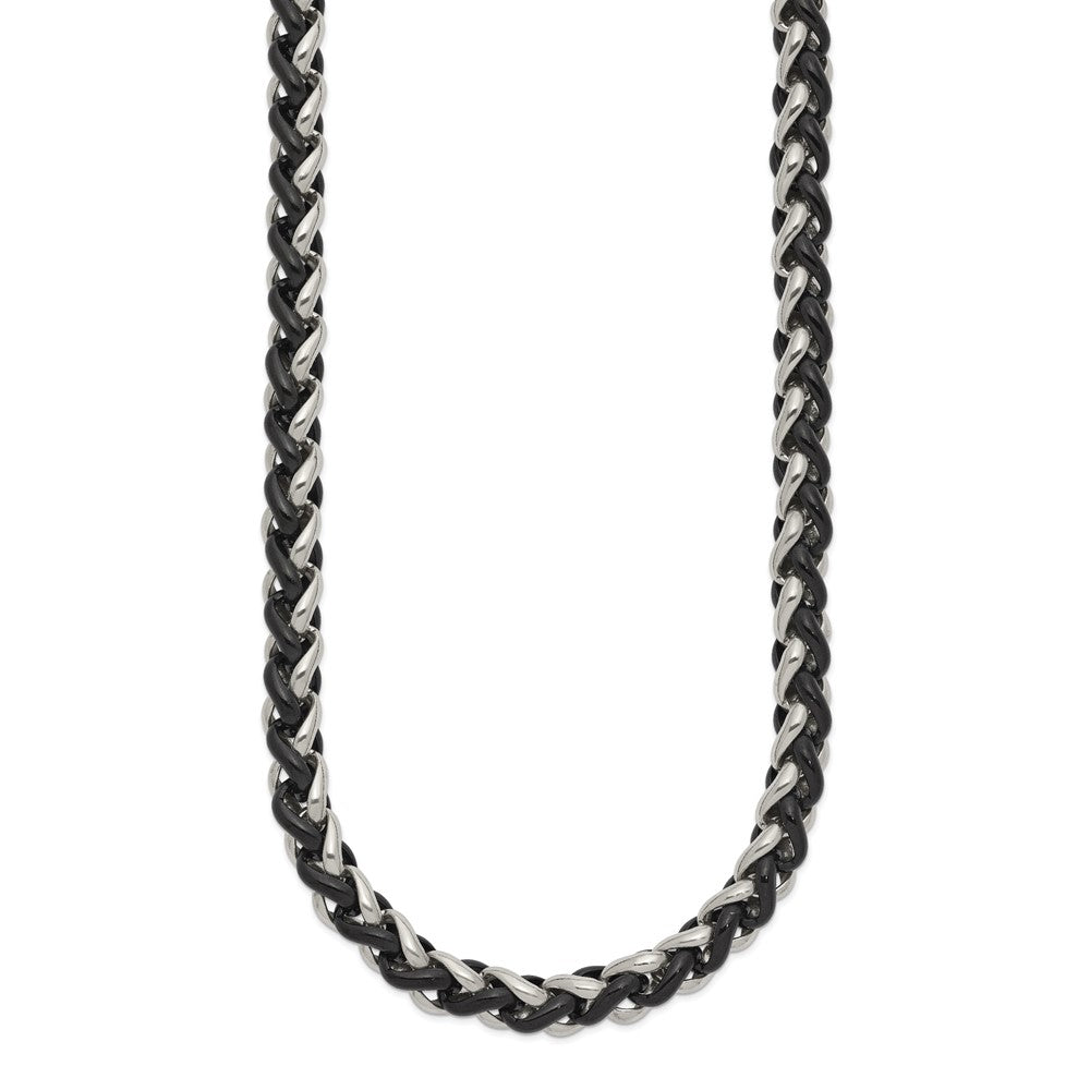Stainless Steel Chisel Polished Black Ip-Plated 24 Inch Necklace