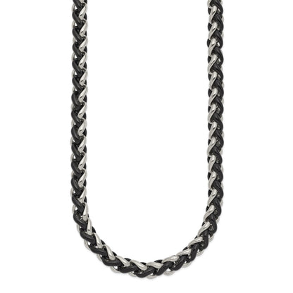 Stainless Steel Chisel Polished Black Ip-Plated 24 Inch Necklace