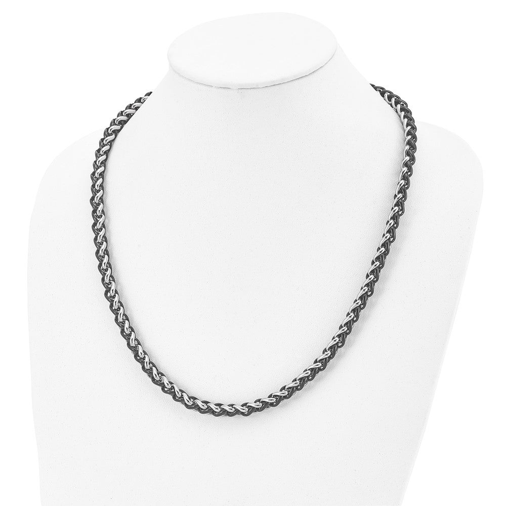 Stainless Steel Chisel Polished Black Ip-Plated 24 Inch Necklace