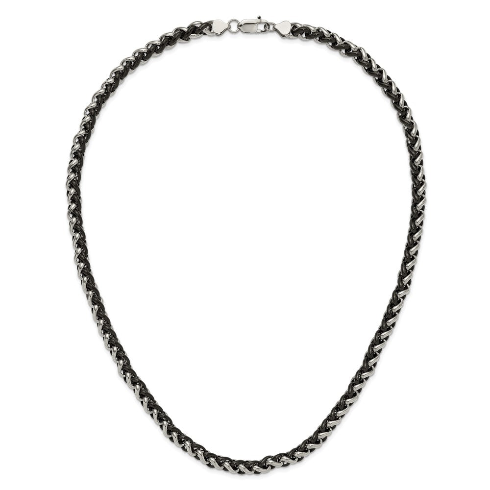 Stainless Steel Chisel Polished Black Ip-Plated 24 Inch Necklace