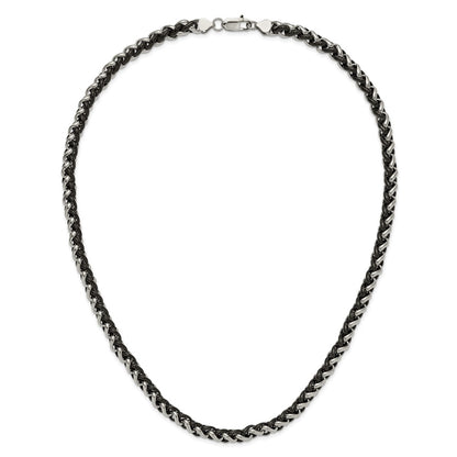 Stainless Steel Chisel Polished Black Ip-Plated 24 Inch Necklace