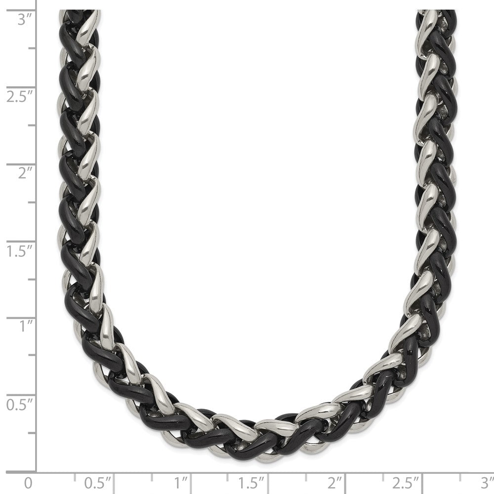 Stainless Steel Chisel Polished Black Ip-Plated 24 Inch Necklace