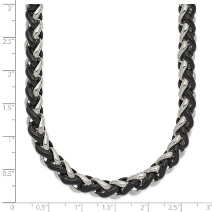 Stainless Steel Chisel Polished Black Ip-Plated 24 Inch Necklace