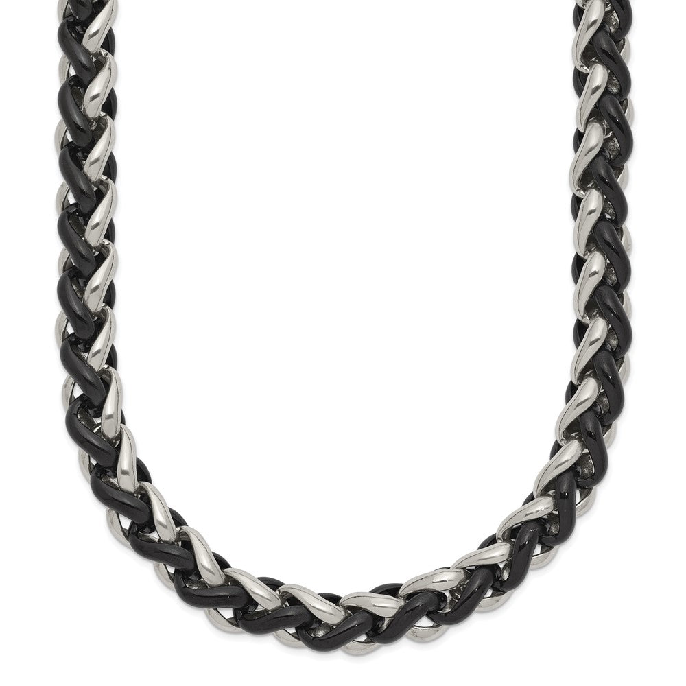 Stainless Steel Chisel Polished Black Ip-Plated 24 Inch Necklace