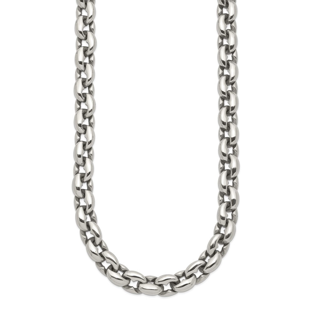 Stainless Steel Chisel Polished Oval Link Chain Necklace