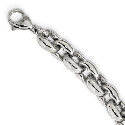 Stainless Steel Chisel Polished Oval Link Chain Necklace