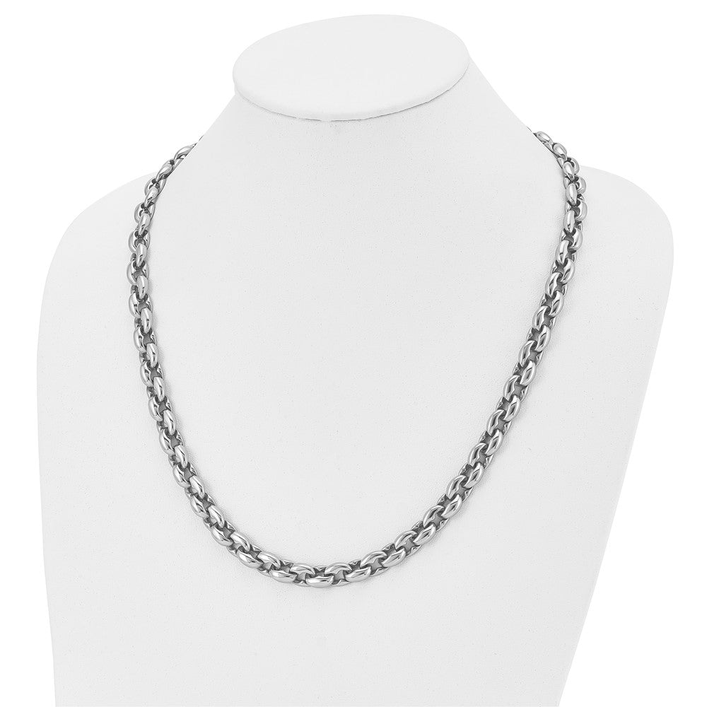 Stainless Steel Chisel Polished Oval Link Chain Necklace