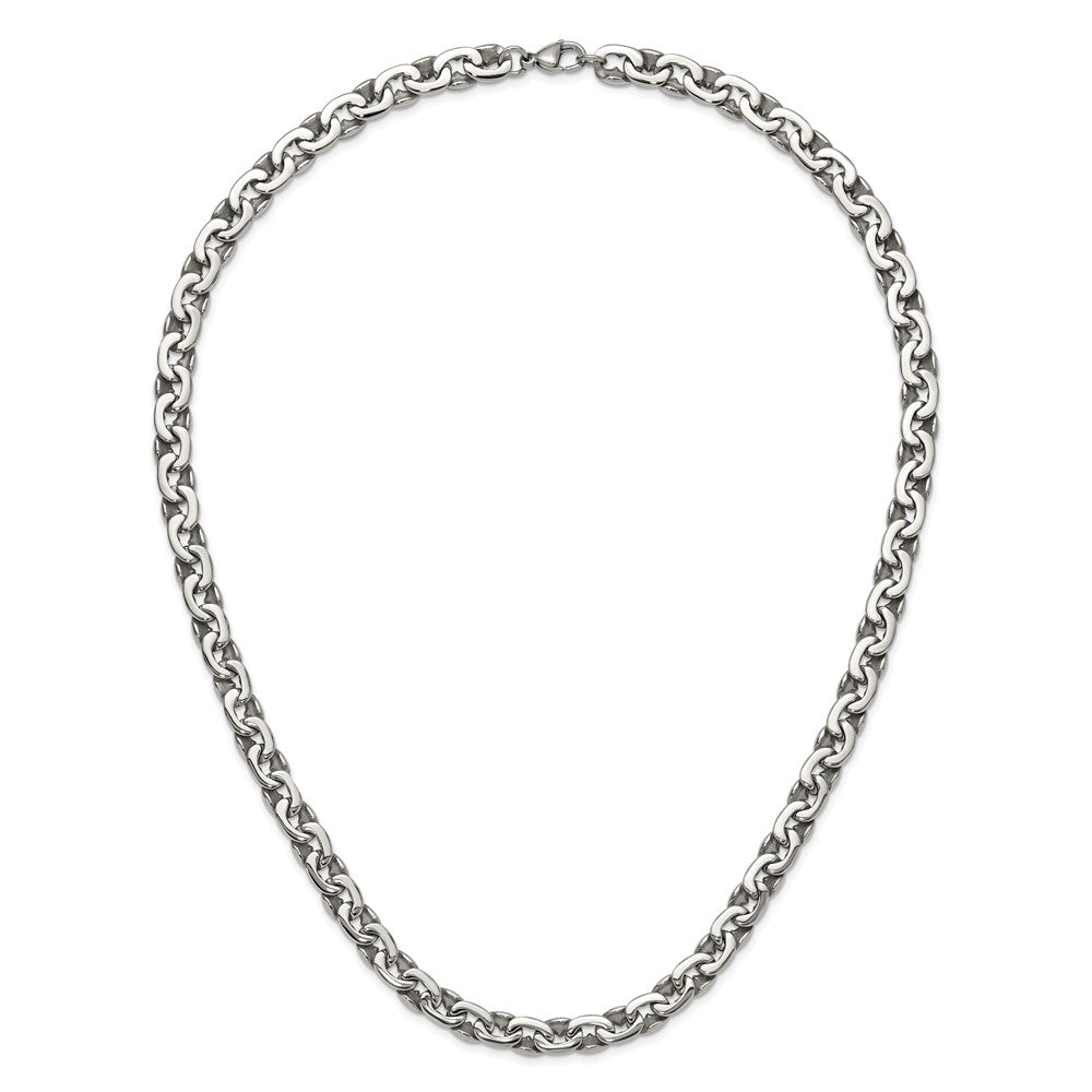 Stainless Steel Chisel Polished Oval Link Chain Necklace