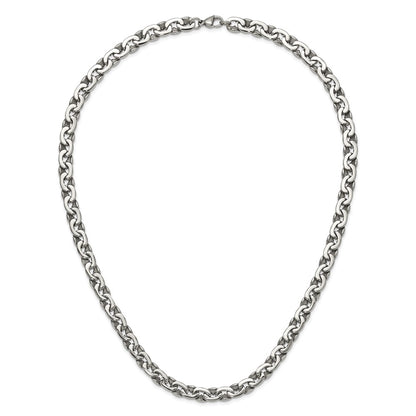 Stainless Steel Chisel Polished Oval Link Chain Necklace