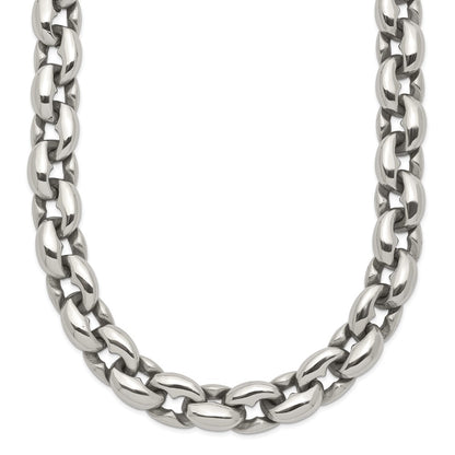 Stainless Steel Chisel Polished Oval Link Chain Necklace