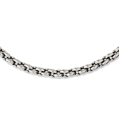 Stainless Steel Chisel Polished Oval Link Chain Necklace