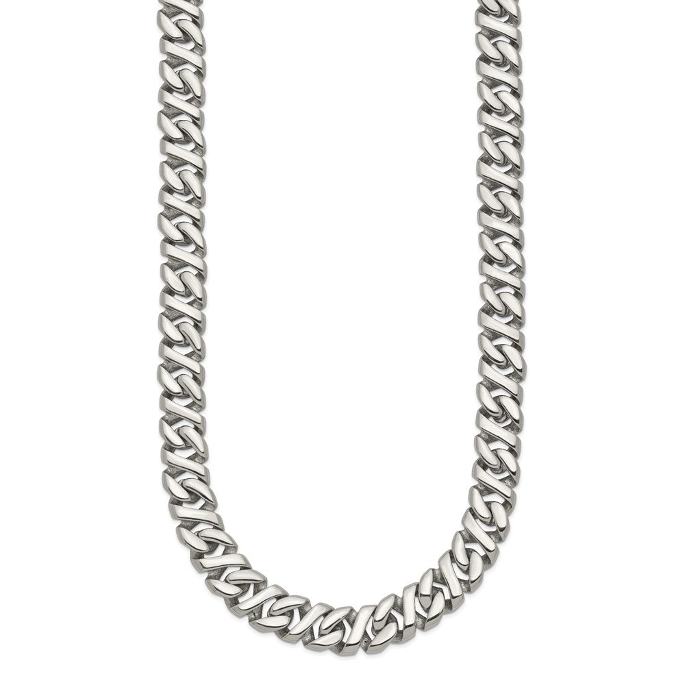 Stainless Steel Chisel Polished Link Chain Necklace