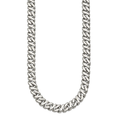 Stainless Steel Chisel Polished Link Chain Necklace