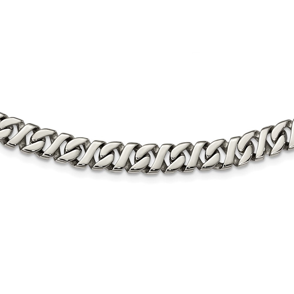 Stainless Steel Chisel Polished Link Chain Necklace