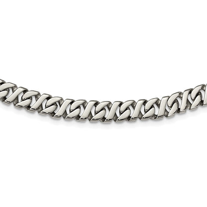 Stainless Steel Chisel Polished Link Chain Necklace