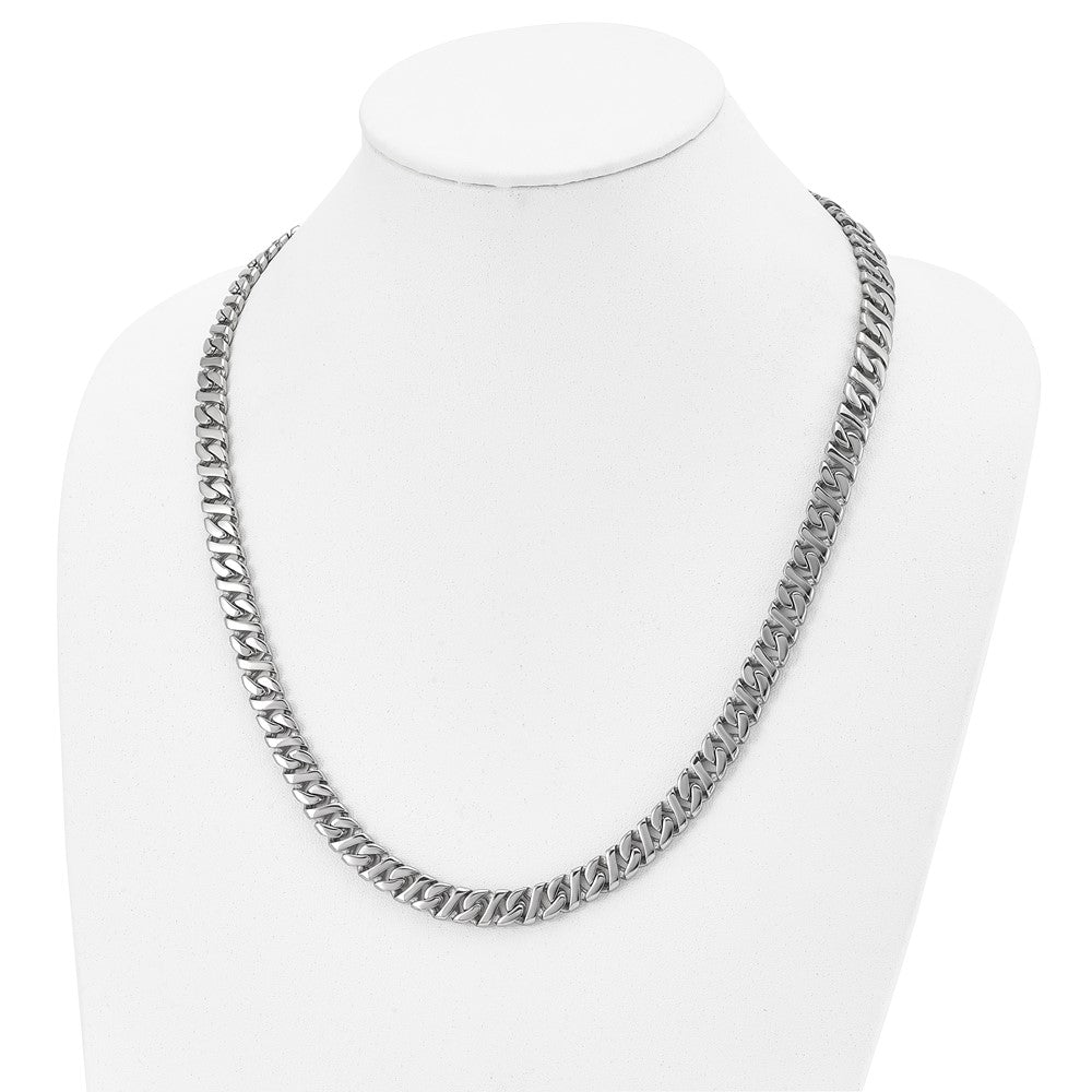 Stainless Steel Chisel Polished Link Chain Necklace