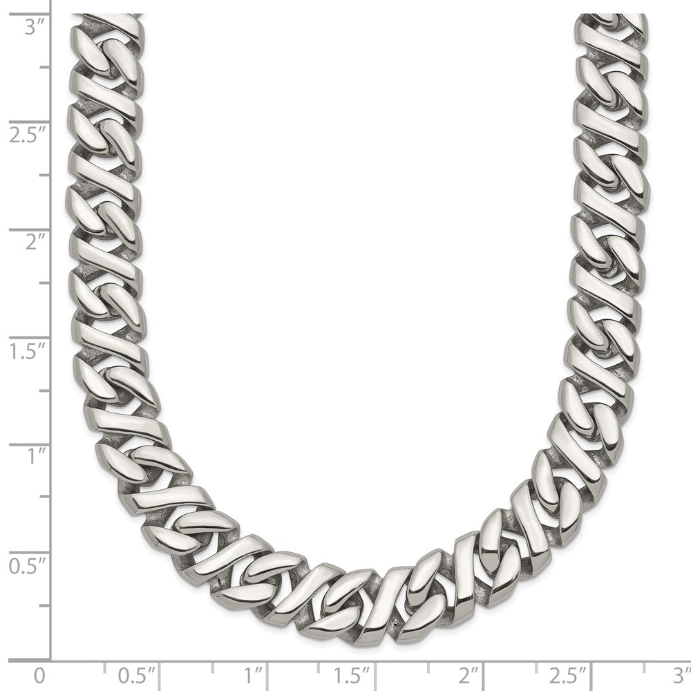 Stainless Steel Chisel Polished Link Chain Necklace