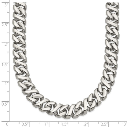 Stainless Steel Chisel Polished Link Chain Necklace