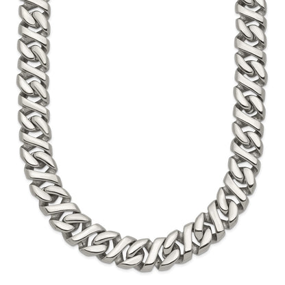 Stainless Steel Chisel Polished Link Chain Necklace
