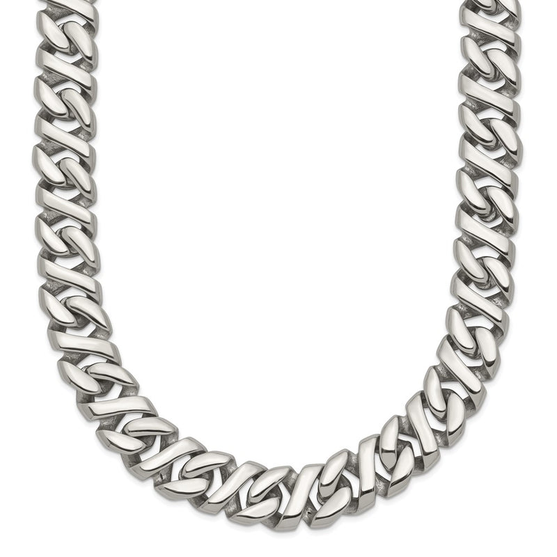 Stainless Steel Chisel Polished Link Chain Necklace