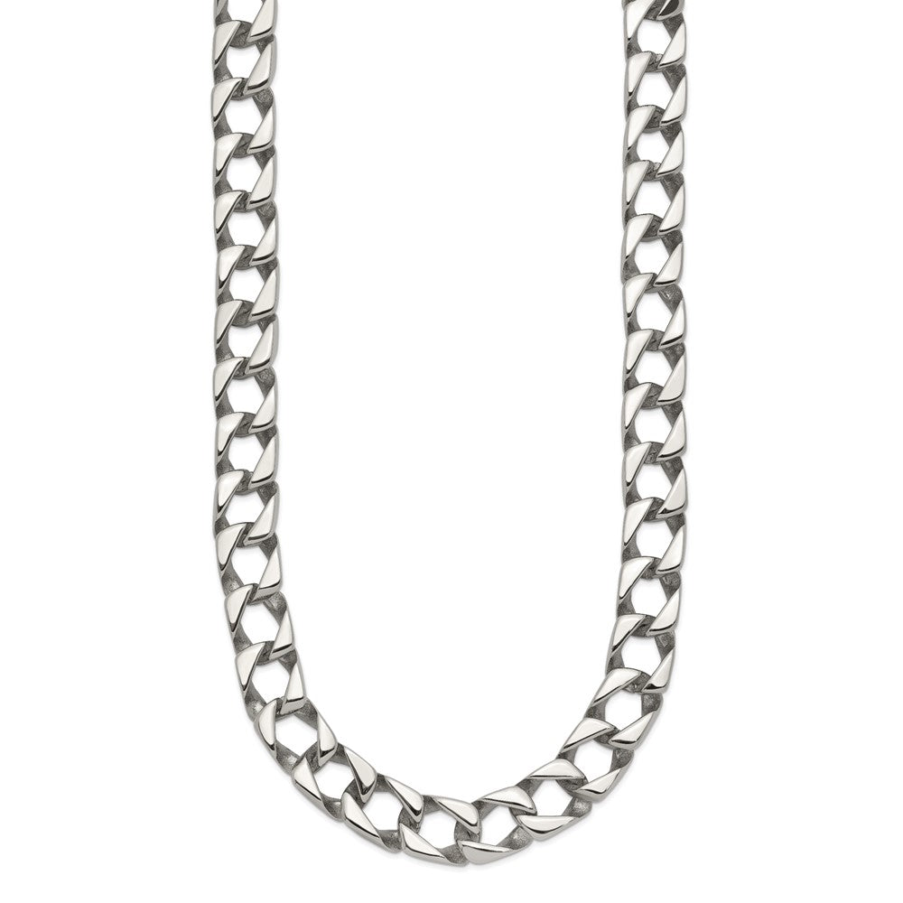 Stainless Steel Chisel Polished Square Link Chain Necklace