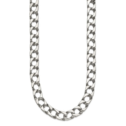 Stainless Steel Chisel Polished Square Link Chain Necklace