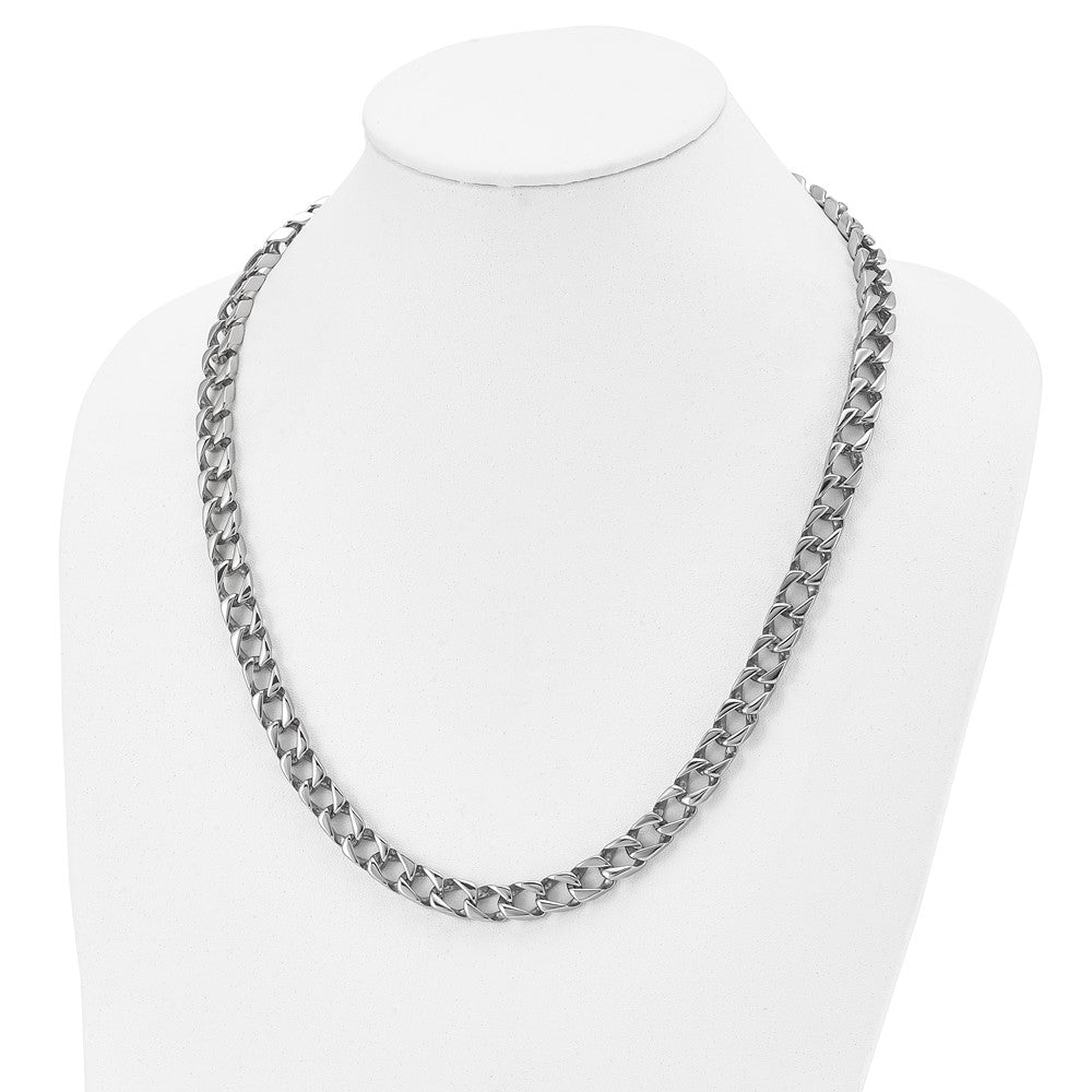 Stainless Steel Chisel Polished Square Link Chain Necklace