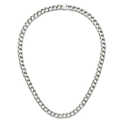 Stainless Steel Chisel Polished Square Link Chain Necklace