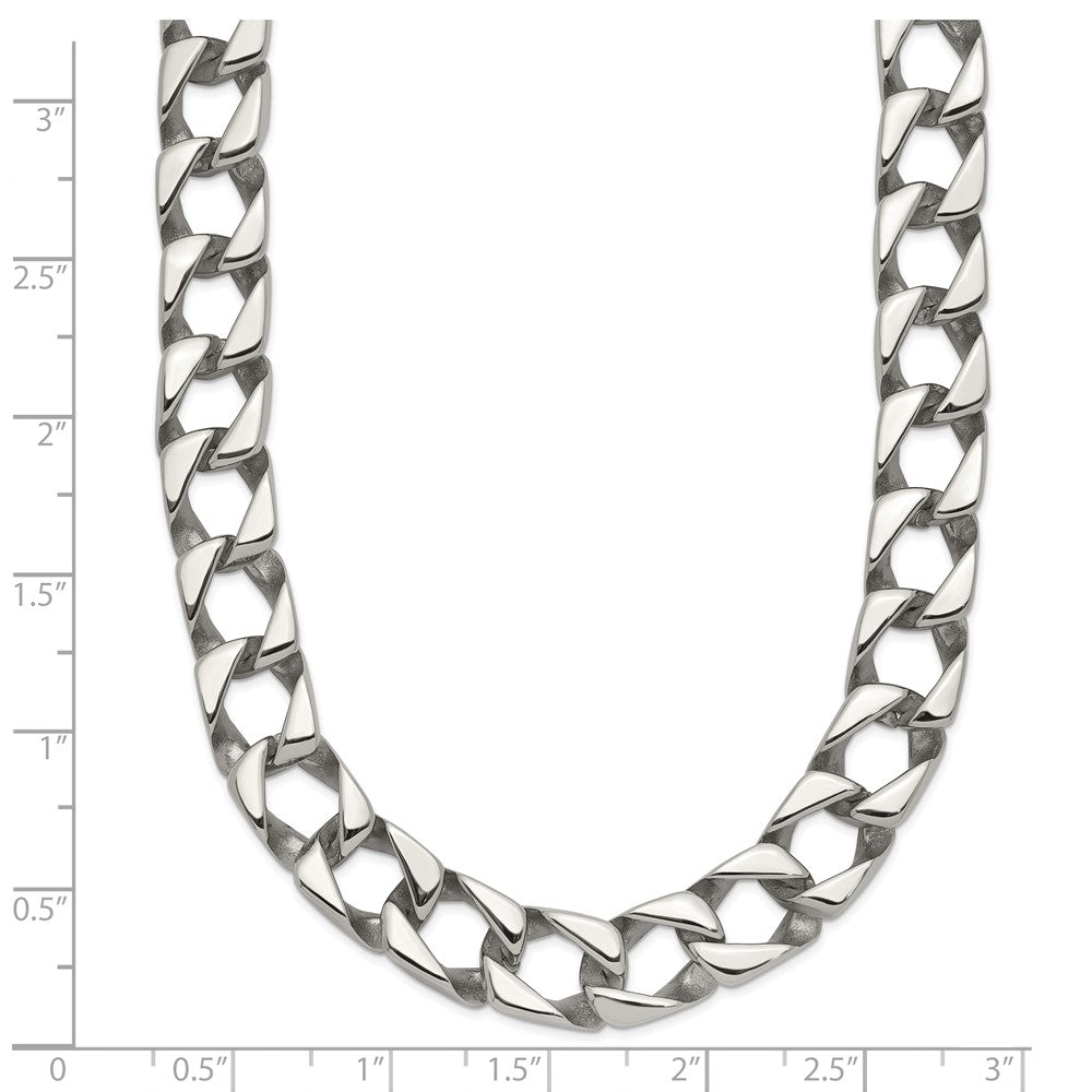Stainless Steel Chisel Polished Square Link Chain Necklace