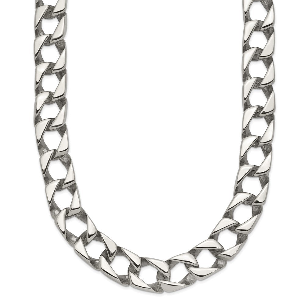 Stainless Steel Chisel Polished Square Link Chain Necklace