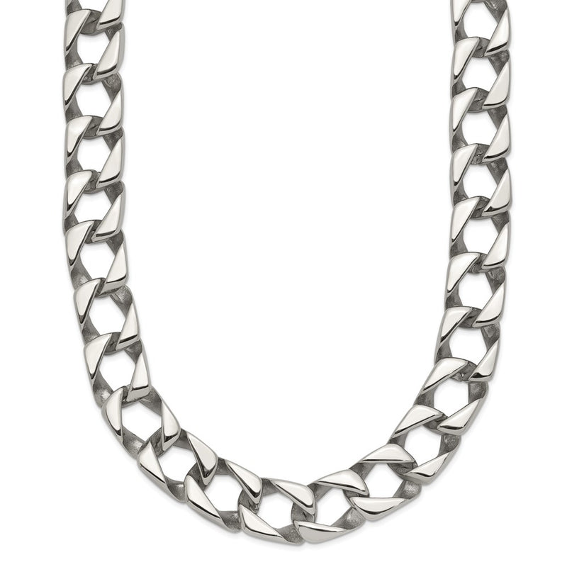 Stainless Steel Chisel Polished Square Link Chain Necklace