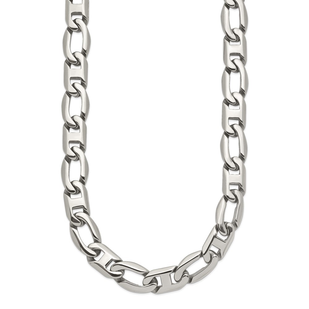 Stainless Steel Chisel Polished Open Link Chain Necklace