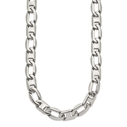 Stainless Steel Chisel Polished Open Link Chain Necklace