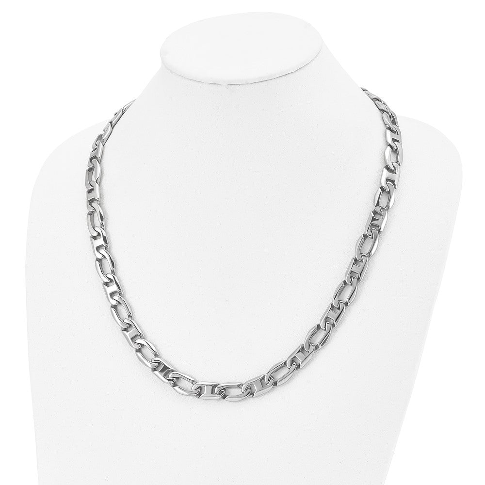 Stainless Steel Chisel Polished Open Link Chain Necklace