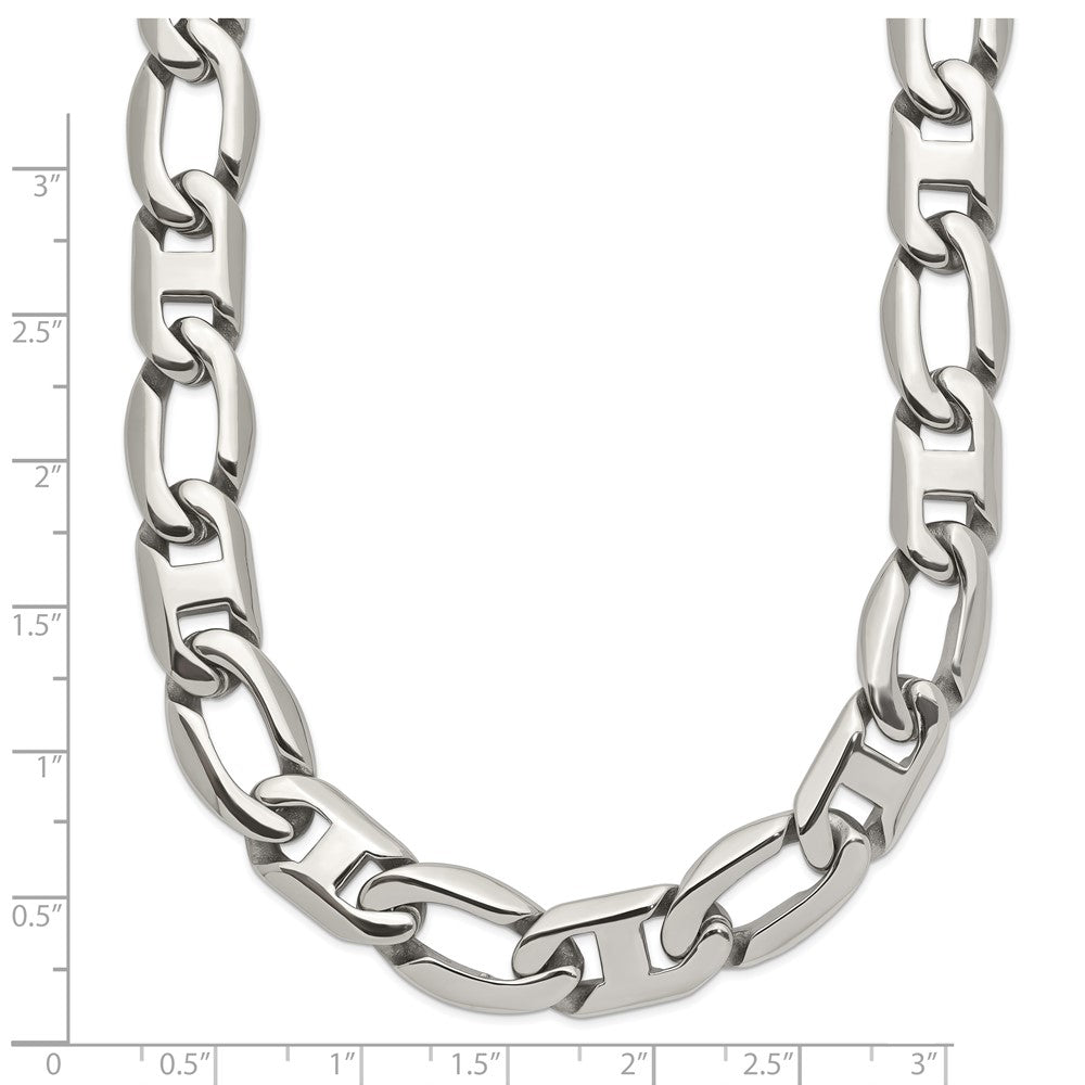 Stainless Steel Chisel Polished Open Link Chain Necklace