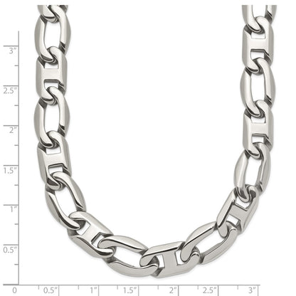 Stainless Steel Chisel Polished Open Link Chain Necklace