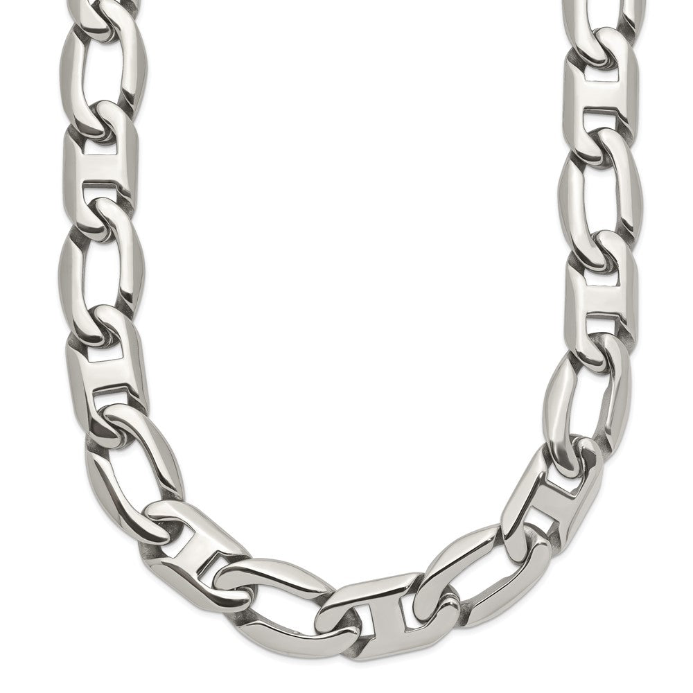 Stainless Steel Chisel Polished Open Link Chain Necklace