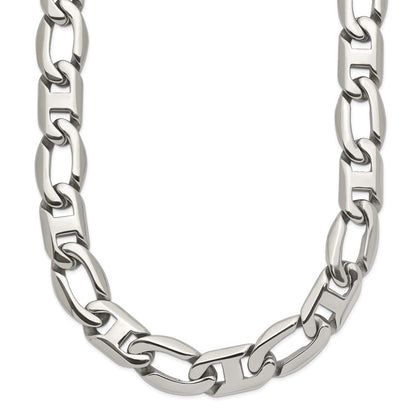Stainless Steel Chisel Polished Open Link Chain Necklace
