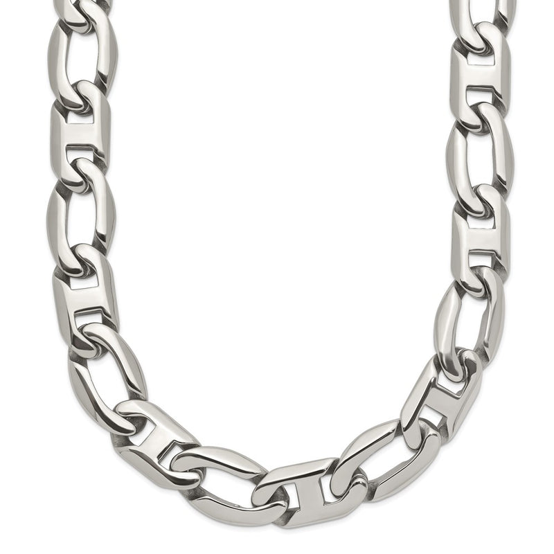Stainless Steel Chisel Polished Open Link Chain Necklace