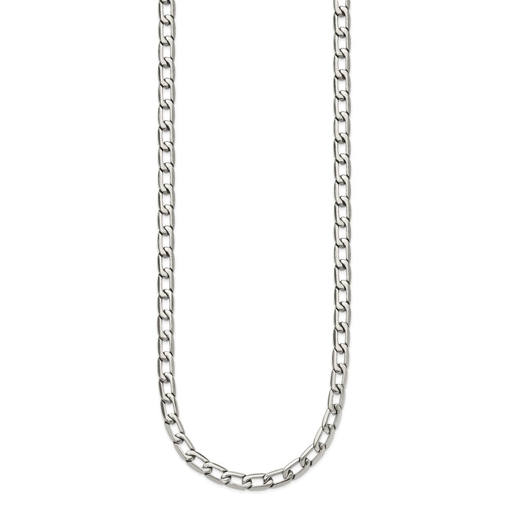 Stainless Steel Chisel Polished Open Link Chain Necklace